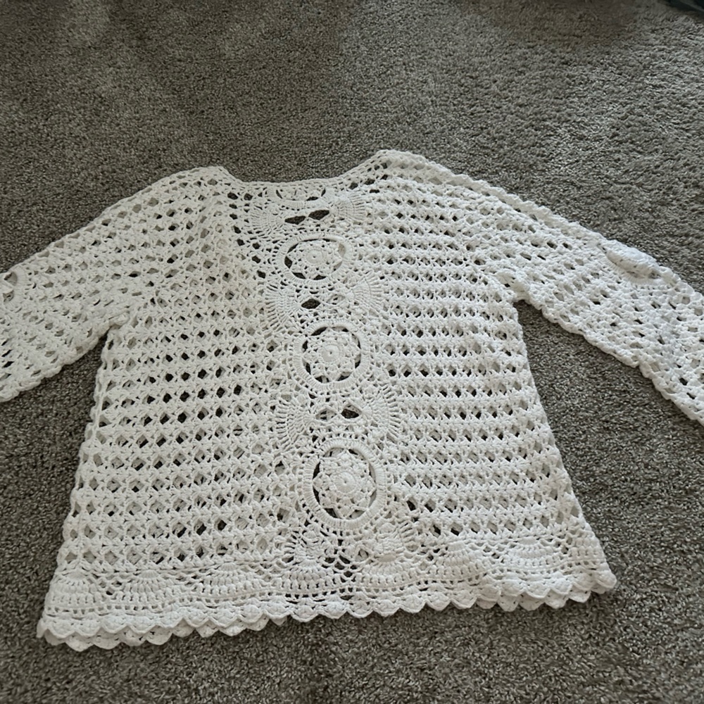 White Crochet Cardigan